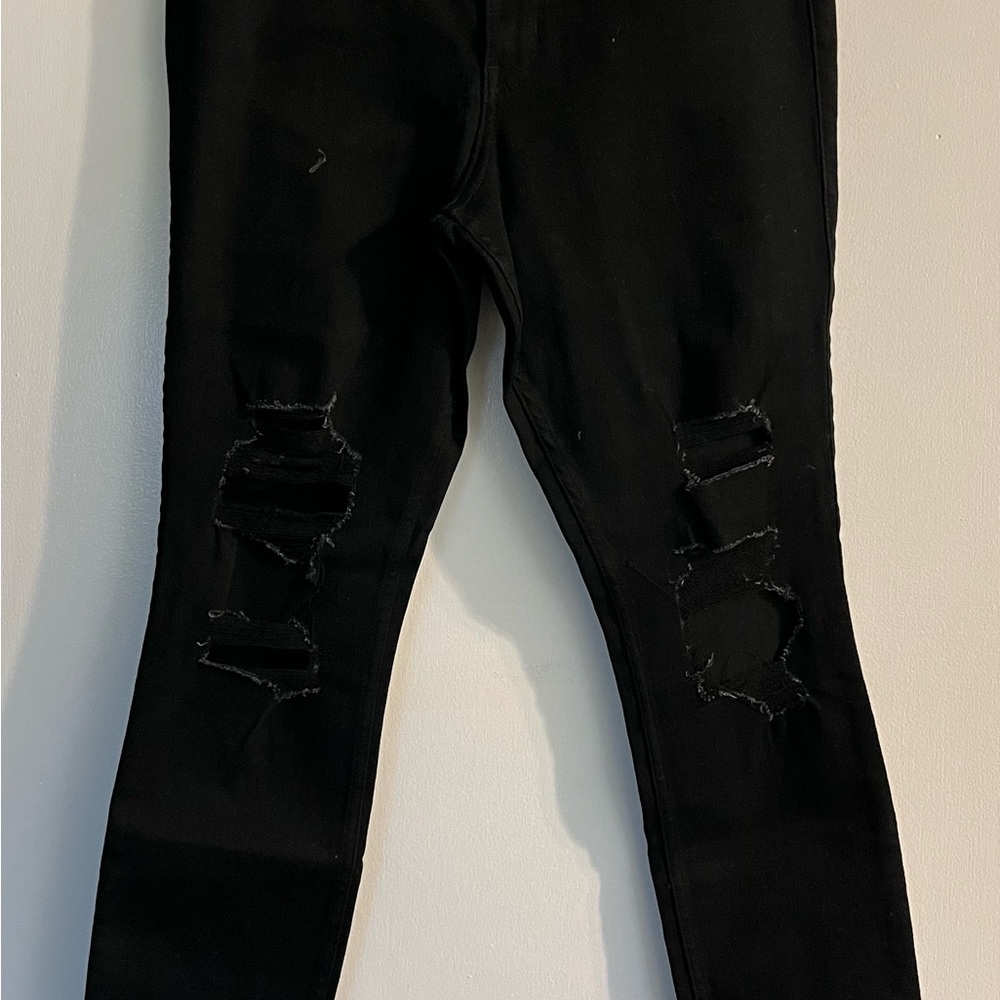 Hollister High-Rise Super Skinny Distressed Jeans in Black